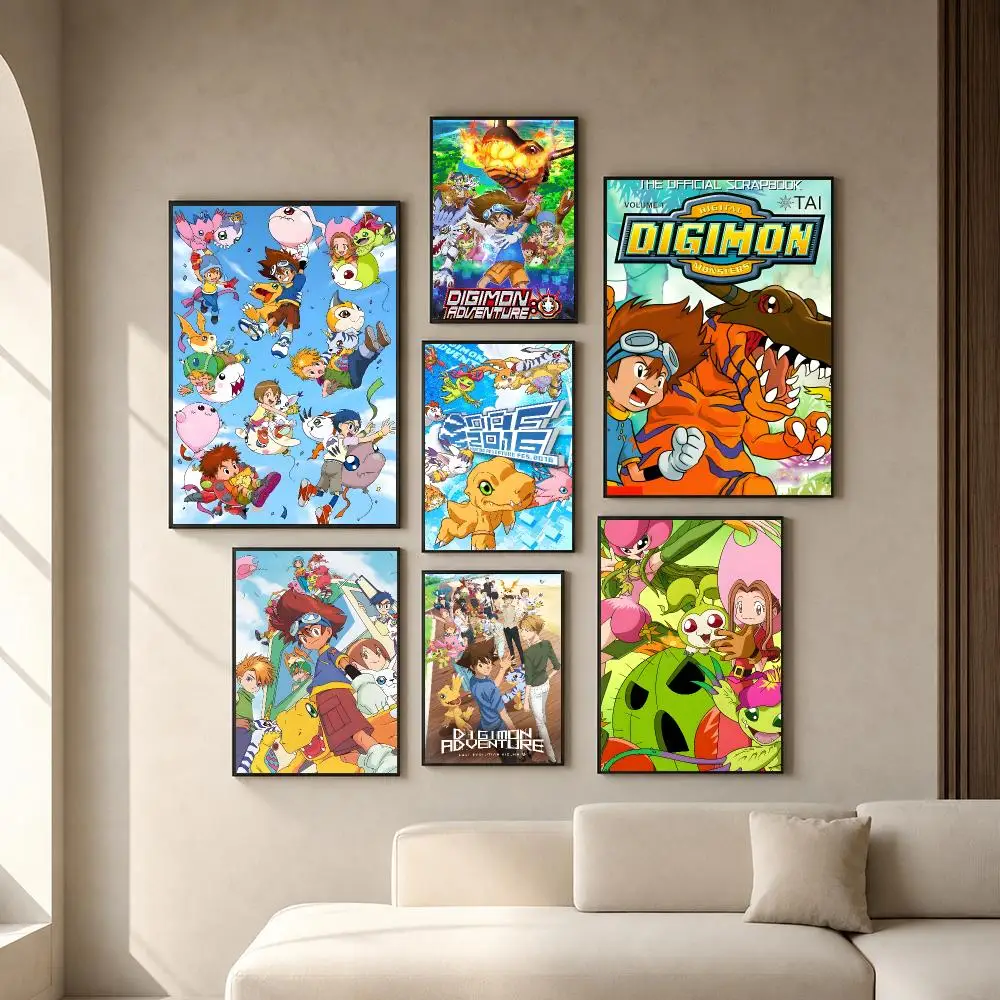 Anime D-Digimon Poster PP Self-Adhesive Removable HD Waterproof Wall art Suitable Bedrooms Living Rooms Gifts