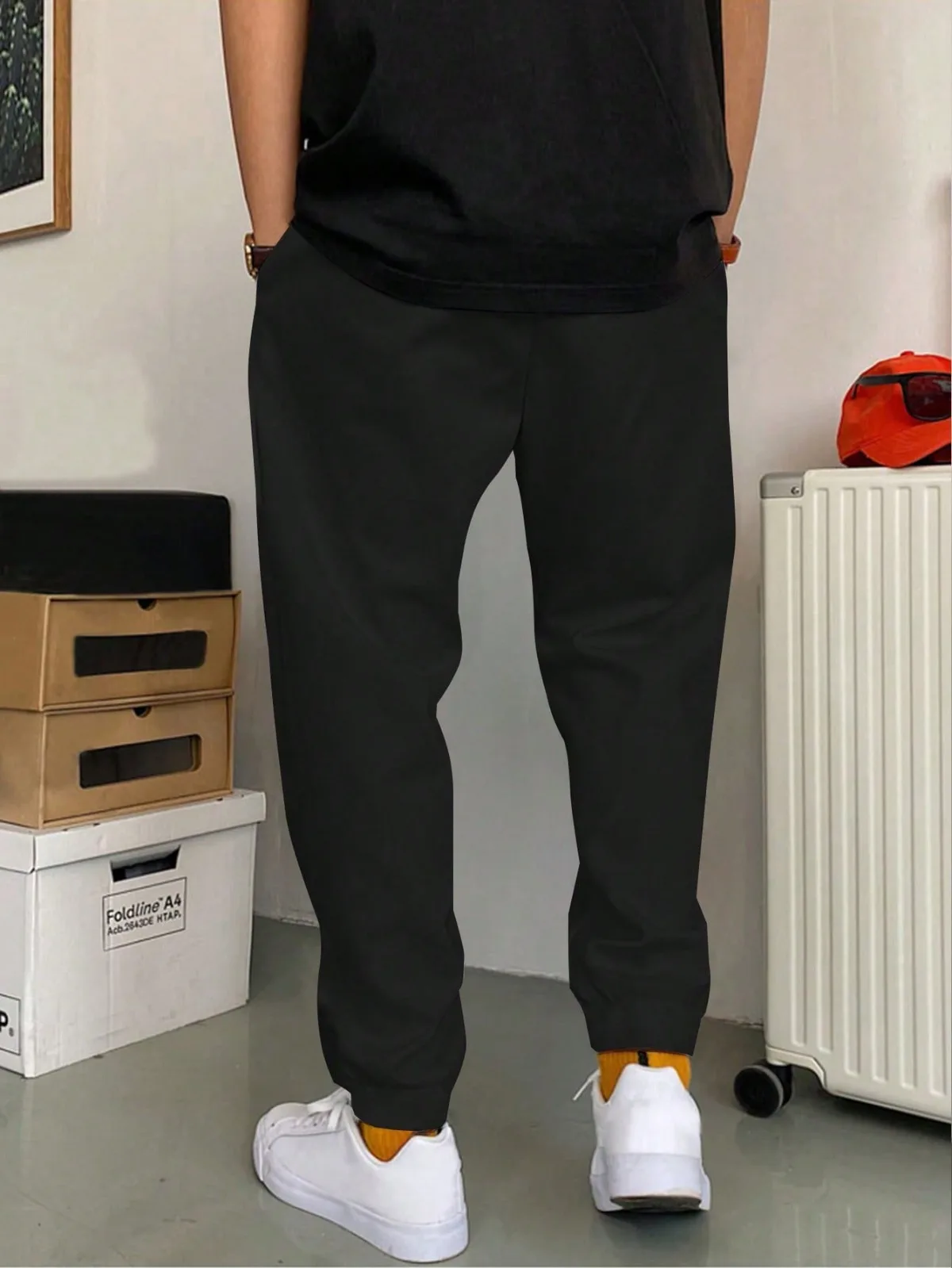 Men's Drawstring Cross Joggers Trendy Pattern Print Drawstring Sweatpants Loose Fit Pants Men Casual Slightly Stretch Joggers