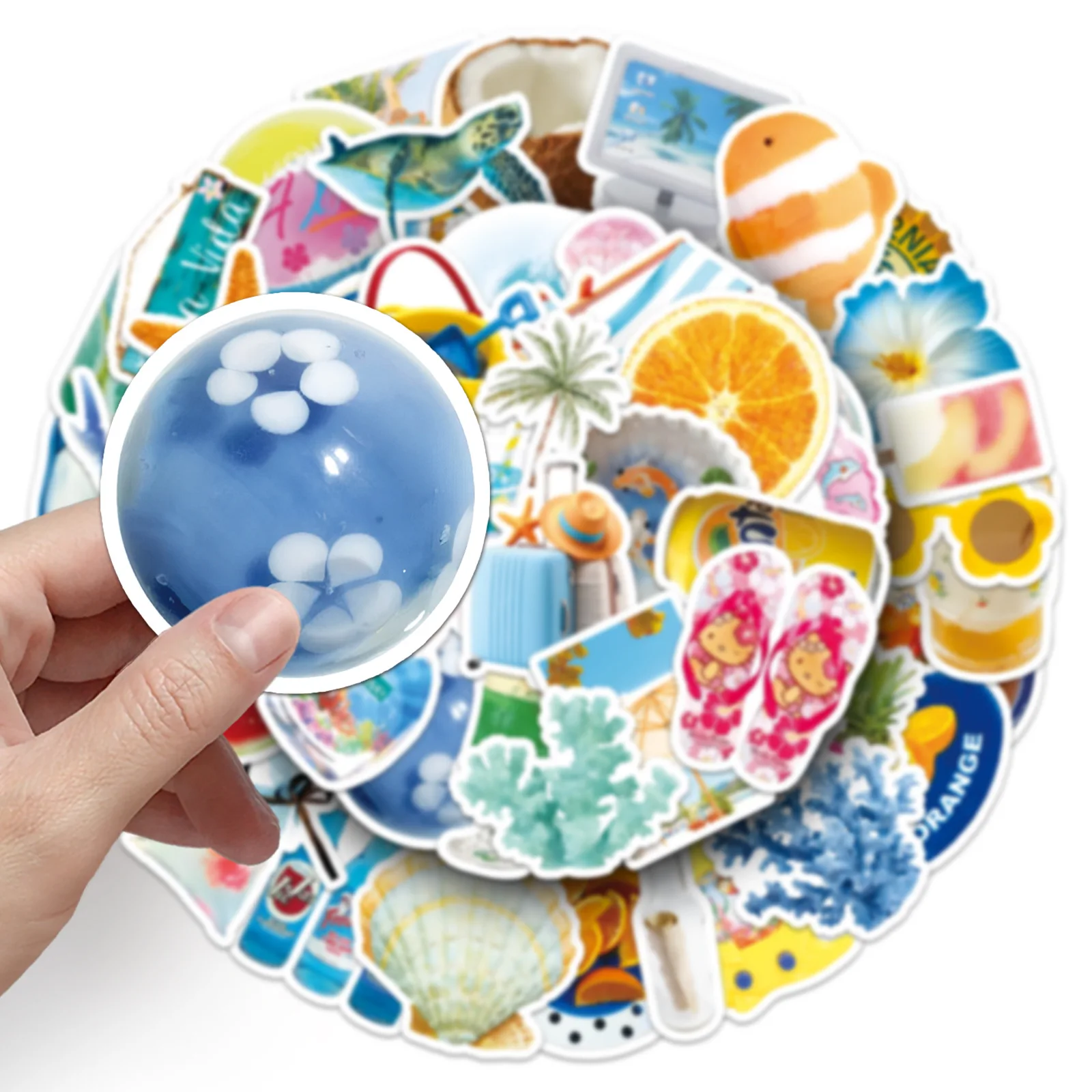 50 Beach Instagram Style Stickers, Summer Beach Fresh and Personalized Notebook Graffiti Notebook Tent Decoration