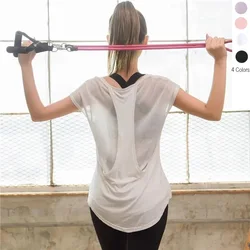 Donne Fitness top allenamento allenamento esercizio palestra magliette Sport femminile T-shirt Bodybuilding Yoga Running manica corta Tees 07