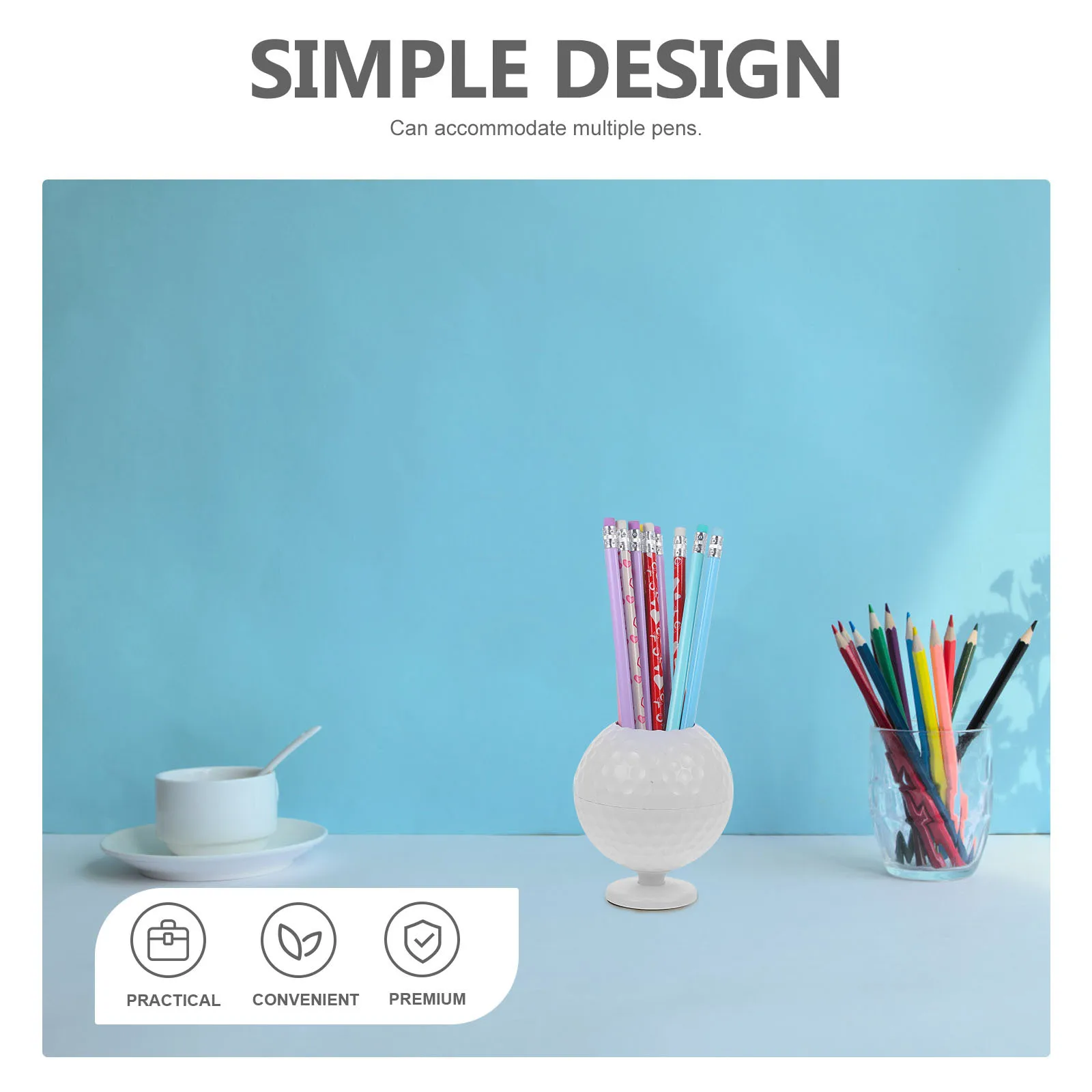 

Golf Ball Shaped Pen Holder Large Capacity Pencil Cup For Desk Storage Organizer Stationery Makeup Brush Holder Office