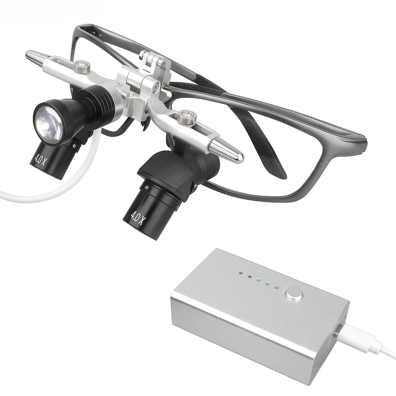 Loupes 4X Binocular Dentals Magnifier 48 with 5W LED Spotlight Surgical Tool Power