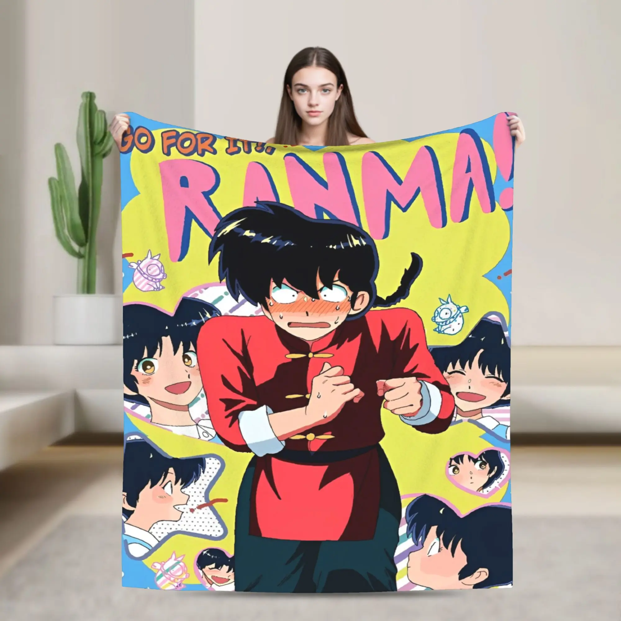 

Фланелевое одеяло в стиле манга Ранма 1⁄2, одеяла для приключений боевой комедии для дивана, спальни, супер мягкое одеяло