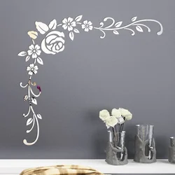 3D Flower Rattan Mirror Wall Stickers Beautify Home Environment Decoration Accessories Suitable For Lliving Room Bedroom Decor