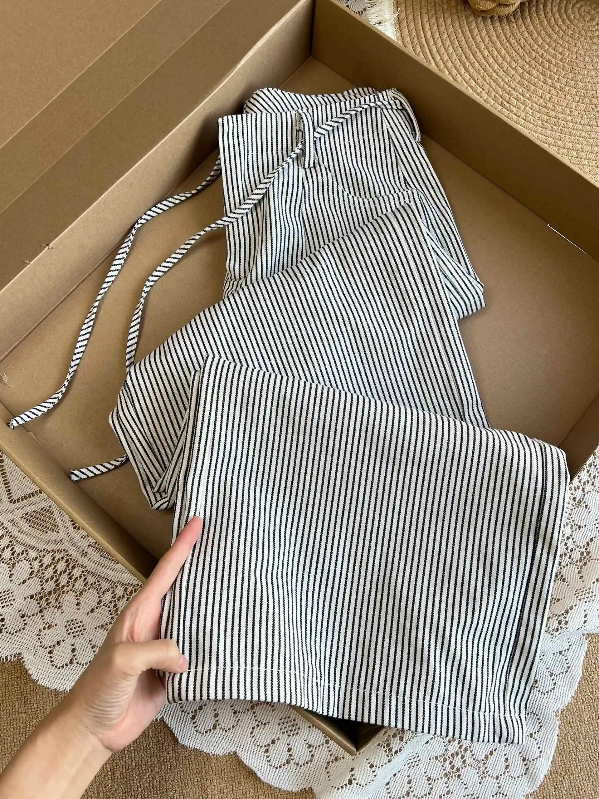 

Women Baggy Striped Pants Vintage Y2k Long Pants Harajuku Aesthetic Oversize High Waist Straight Trousers 2000s Fashion Clothes