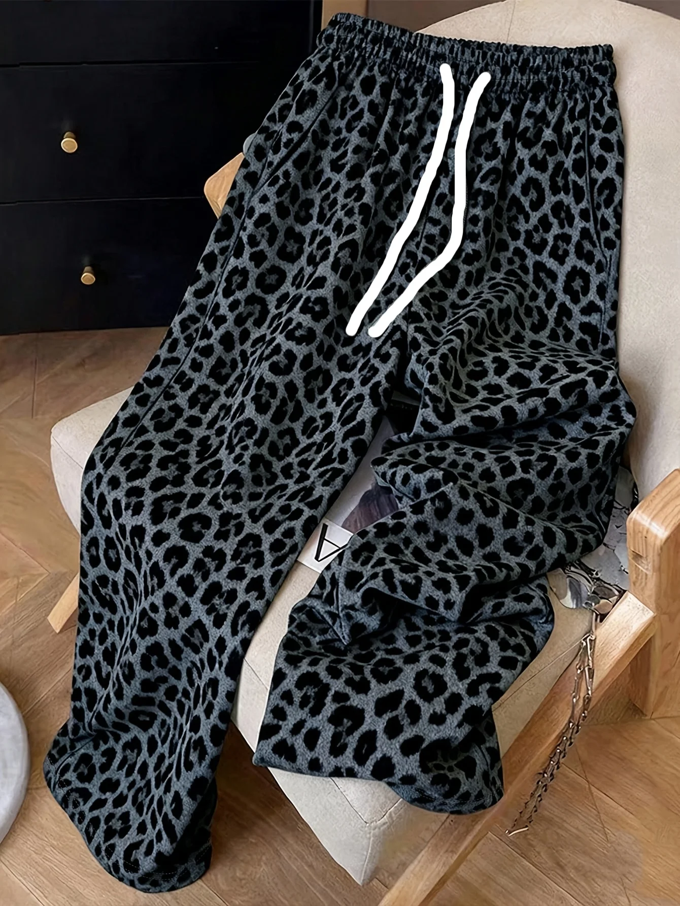 Trendige Weite Hosen Frühling Sommer Modische Leopardenmuster Lässige Lange Hosen Bequeme Polyester-Faser Damenhosen für Kinder – Detail 7