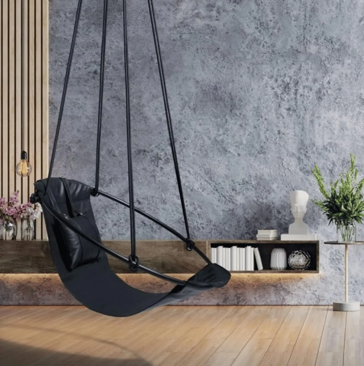 Faux Leather Hanging Egg Chair – Handmade Hammock Swing Chair for Bedroom, Indoor & Outdoor Patio Swing, 275 lbs, Customized