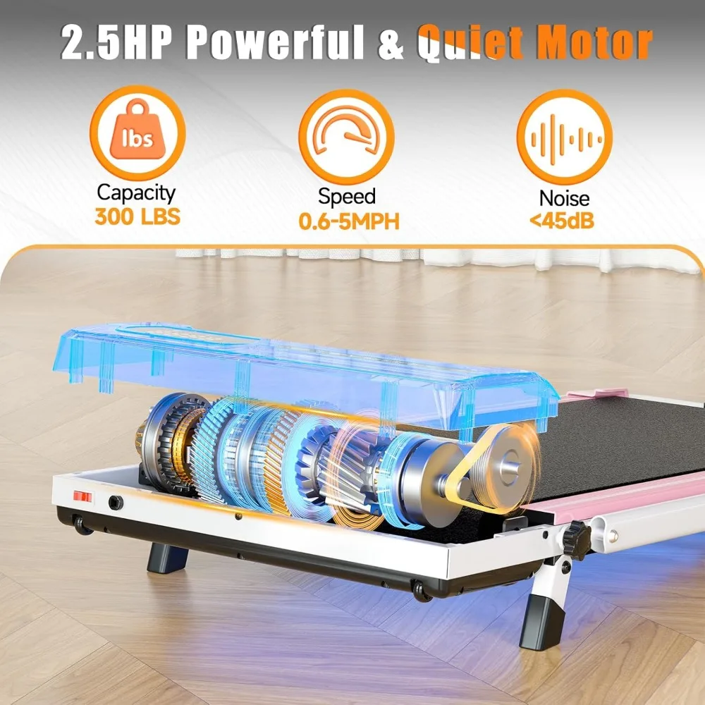 جهاز مشي مكتبي محمول للاستخدام المنزلي والمكتبي، حزام عريض، جهاز تحكم عن بعد، سهل التجميع، تمرين مكتبي مناسب للتنقل