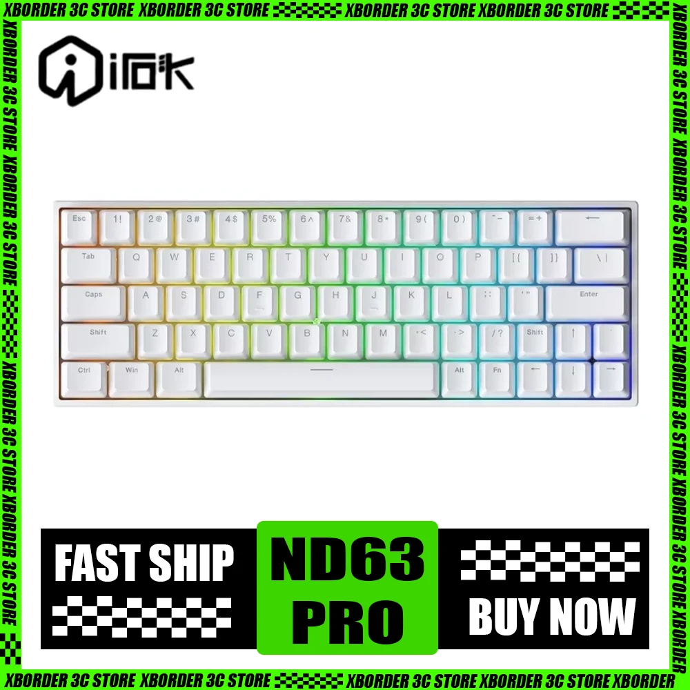 Irok Nd63 Pro Magnetic Switch Keyboard 8k Smart Speed Low Delay E-Spots Wired Gaming Keyboard Rgb Hot Swap Pc Gamer Valorant