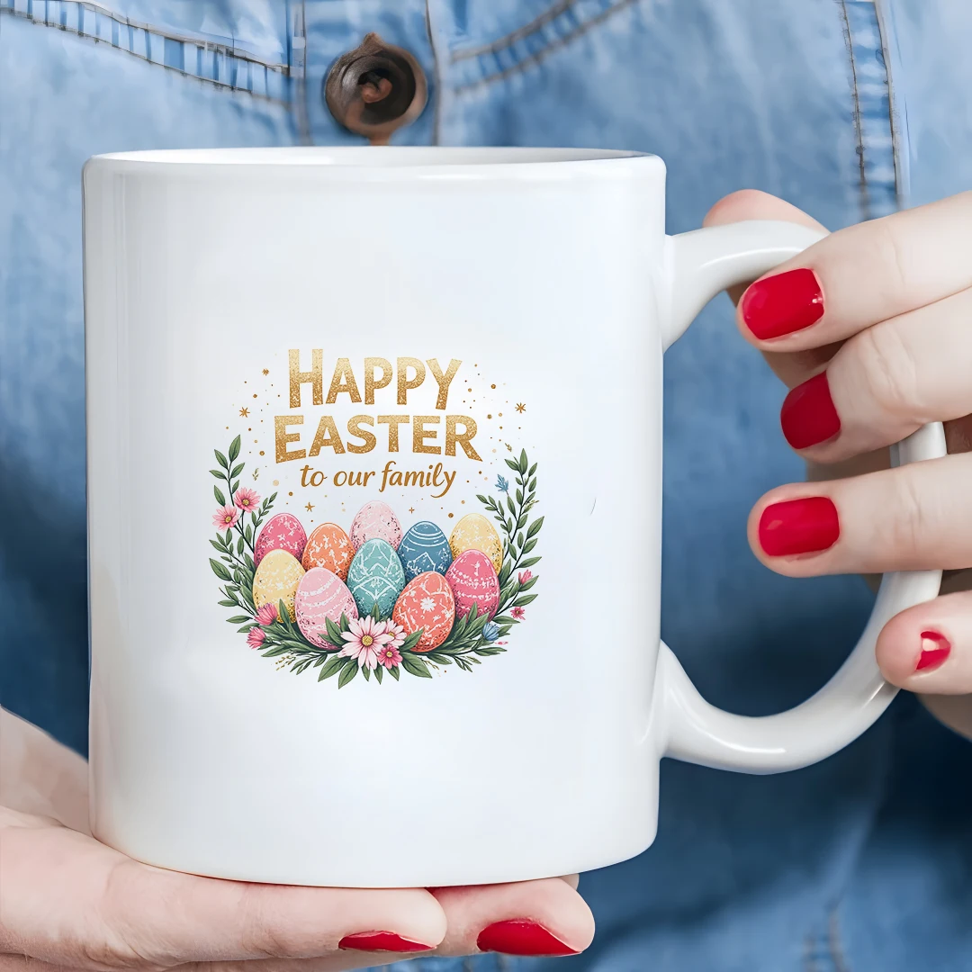 

11oz cartoon Easter egg mug for kids families and office use Christmas gift with greeting card