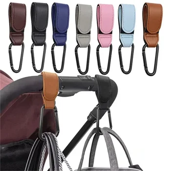 1/2 stücke PU Leder Baby Kinderwagen Haken für Kinderwagen Drehen 360 Grad Drehbare Warenkorb Organizer Kinderwagen Haken Kinderwagen zubehör