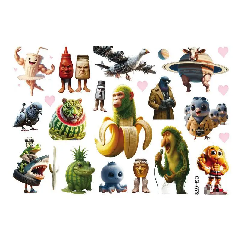 1 قطعة تونغ تونغ الصحور الإيطالية Brainrot AI Abstrac المؤقتة الوشم ملصق لطيف الجسم الفن لصاقات وشم لهدايا الحفلات #4