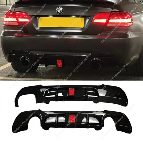 For Bmw E90 E91 E92 E93 Performance Style Rear Diffuser Rear Bumper Lip Splitter With Lamp 320i 320d 325d 330d 335i 05-12 M-Tech