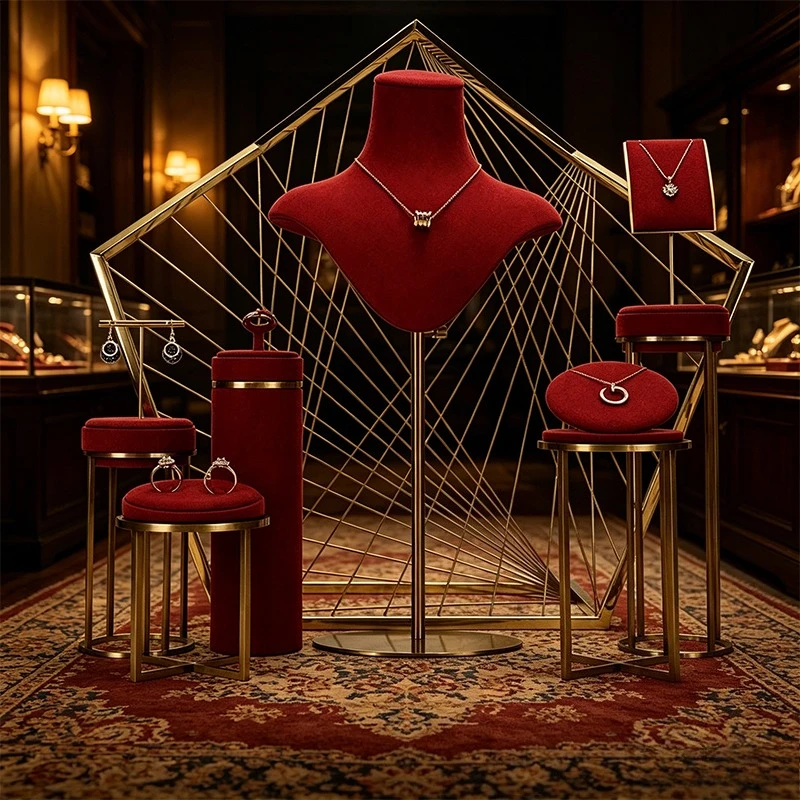 Jewelry display rack, necklace neck showcase display props, high-end metal rings, earrings jewelry display stand