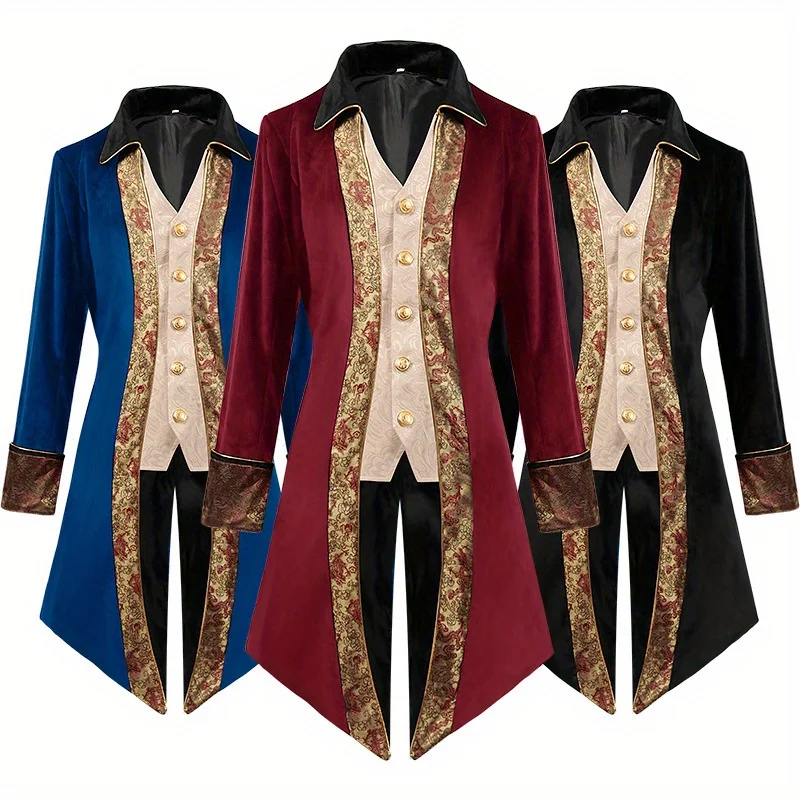 

Halloween Stage Performance Costume Accessories Men's Steam Dovetail Medieval Jacket Gothic Victorian Frock Jacket Uniform