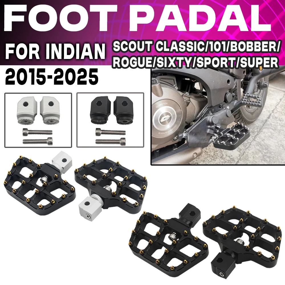

Front Footrests Motorcycle Accessories For Indian SCOUT ABS Scout Rogue Bobber 2015-UP Driver Rotatable Foot Rest Pedal Footpegs