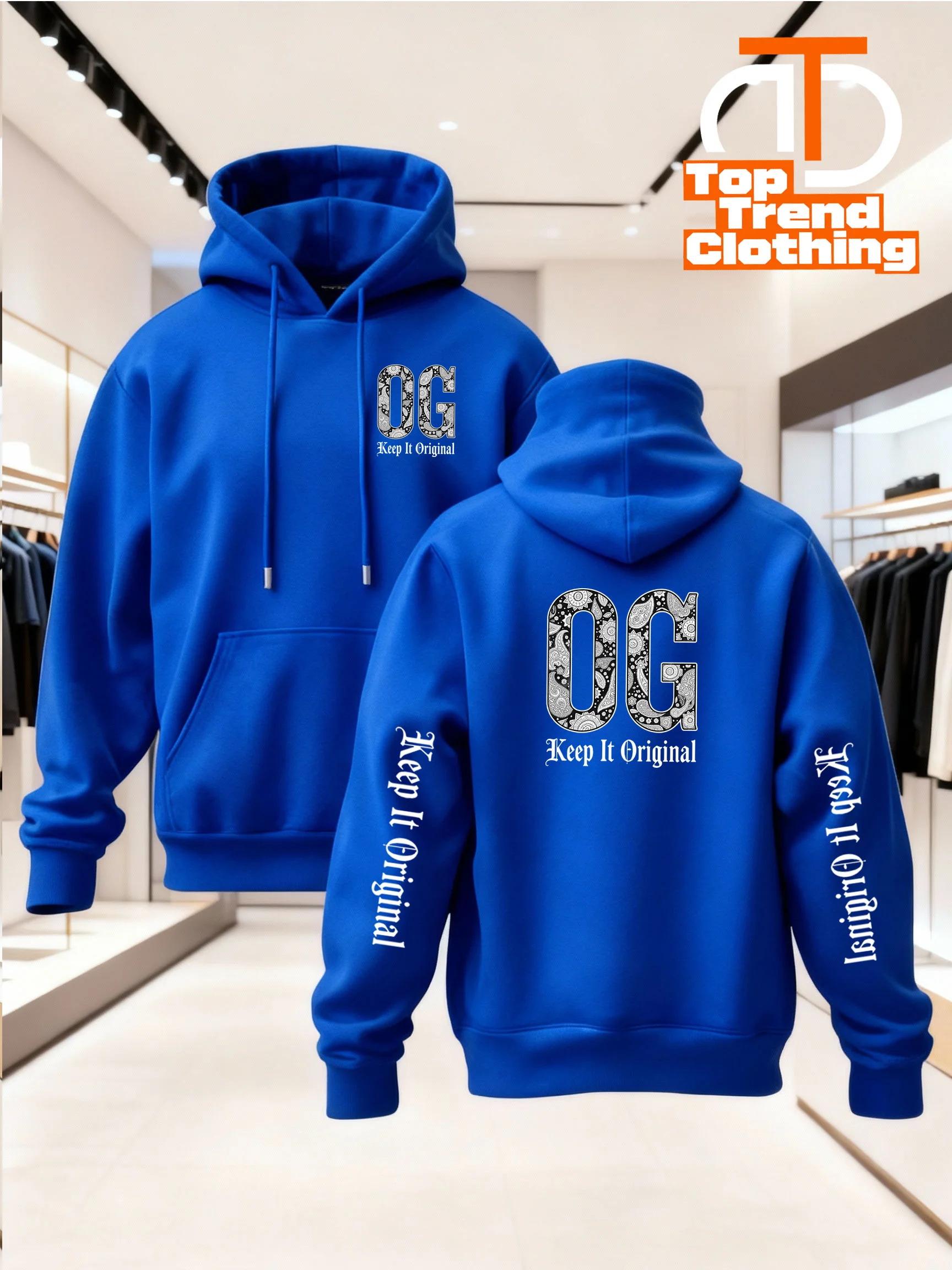 Casual hooded sweatshirt featuring an OG paisley print that exudes a vintage vibe;a unisex style suitable for autumn and winter.
