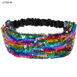 1PCS Hair Style Accessories Sequins Mermaid Headband Glitter Sequins Sport Headbands For Girls Non Slip Sparkly Hairband