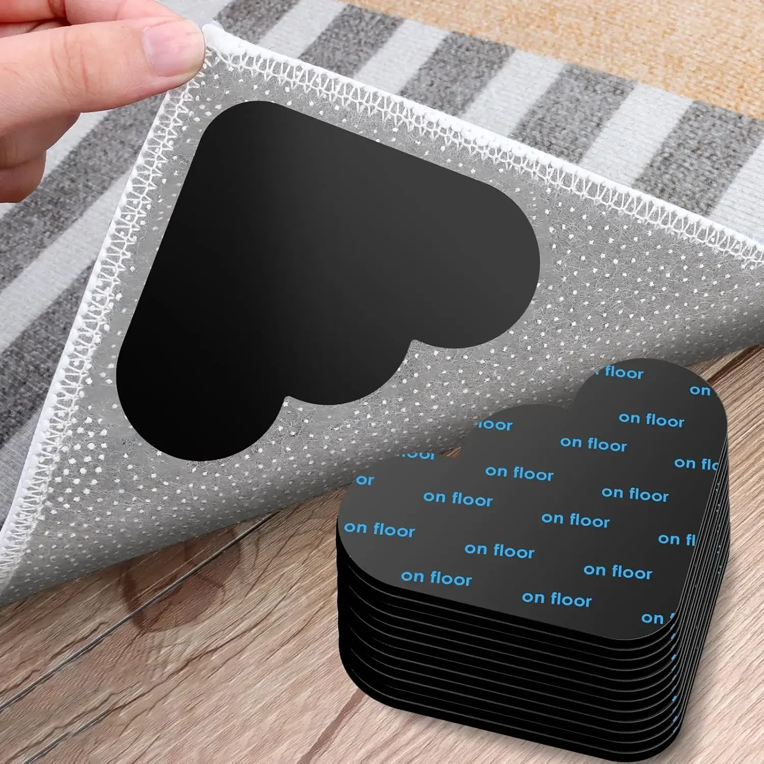 

4/8pcs Carpet Non-slip Sticker Reusable Washable Anti Curling Carpet Patch Fixed Stickers Floor Rug Mat Tape Gripper Corner Pad