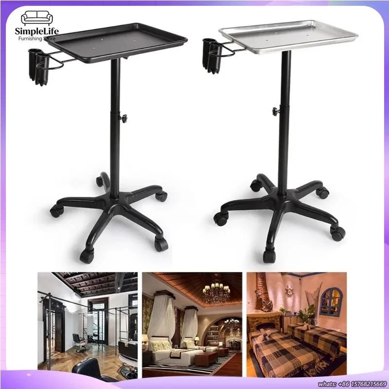 

Aluminum Salon Trolley Cart Adjustable Height Rolling Tray Mobile Beauty Spa Storage Cart for Tattoo Hairstylist