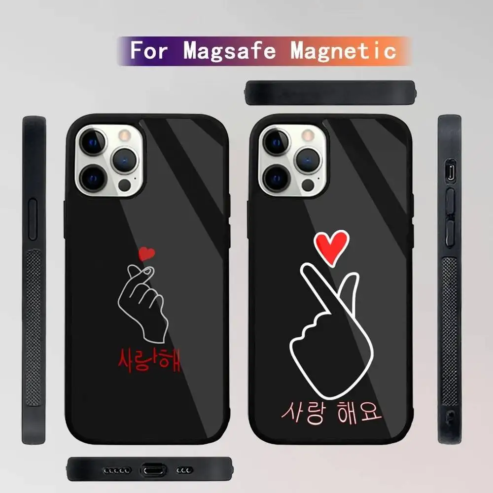 

Cute Korean Font I love you Phone Case For iPhone 16,15,14,13,12,11,Plus,Pro,Max Mini Magsafe Magnetic Wireless Charging