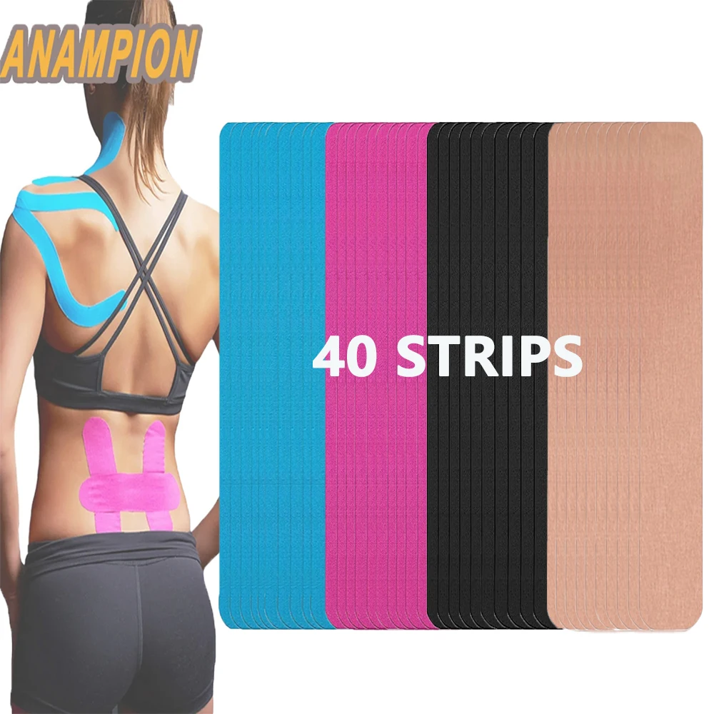 Kinesiology Tape Pro Athletic Sports(40 Precut Strips)Waterproof Elastic Athletic Tape Muscle Pain Relief Joint Support Tapes