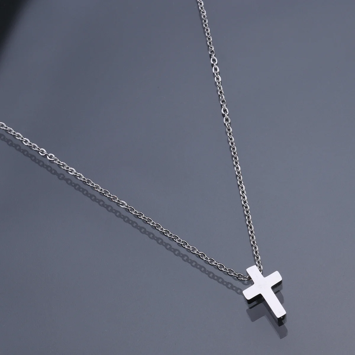 

Titanium Steel Small Silver Catholic Jewelry Pendant Necklace Crucifix for Men Women Gift Employee Recognition Couple Necklace