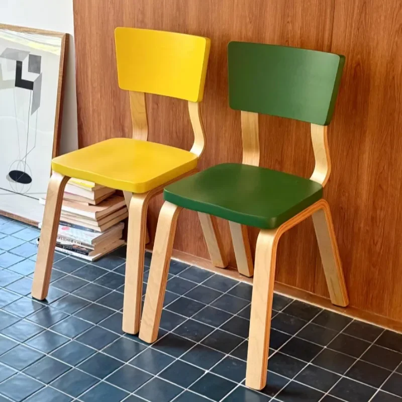 Modern Minimalist Multi-Color Chair Colorful Padded Seat Light Bent Wood Safe Dining Study Chair for Living Room Home Furnitur