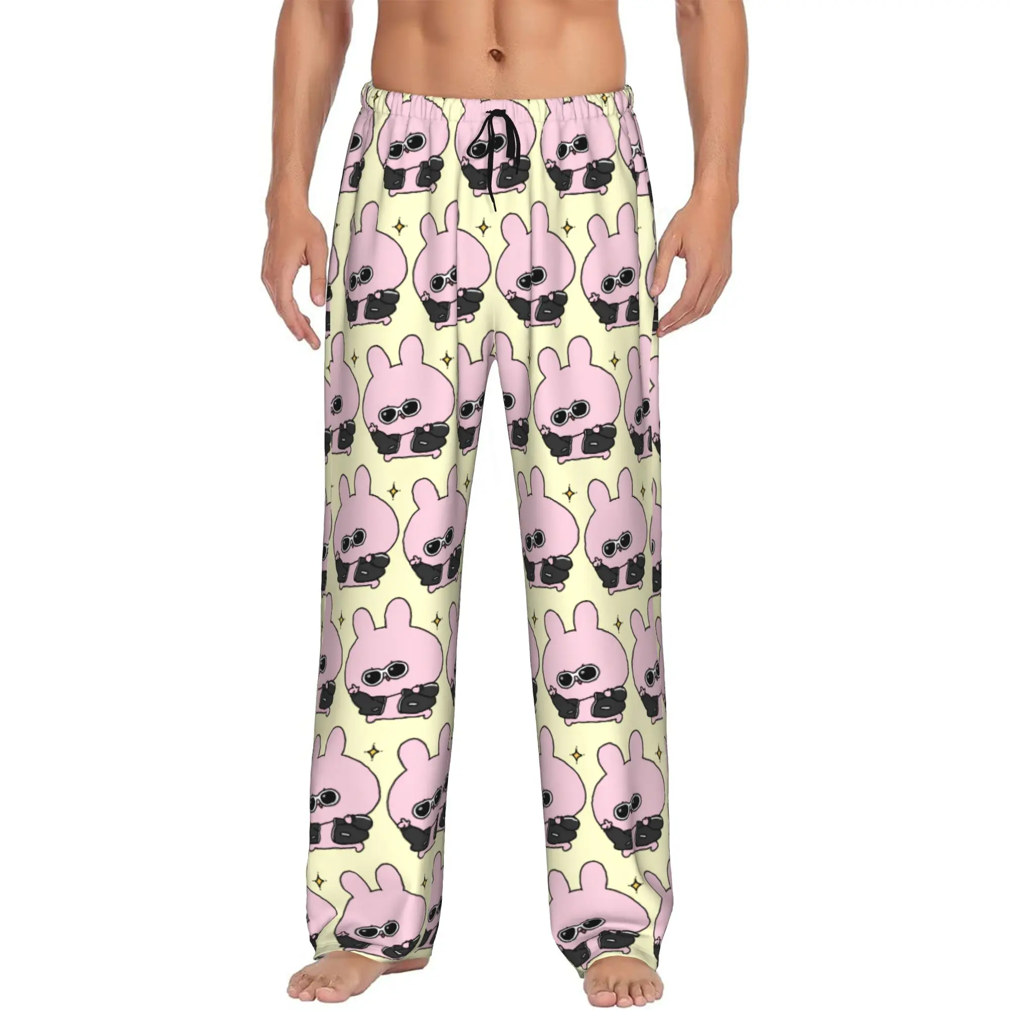 Custom Printed Men's Cartoon A-Asamimichans Cute Pajama Pants  Sleepwear Sleep Lounge Bottoms with Pockets