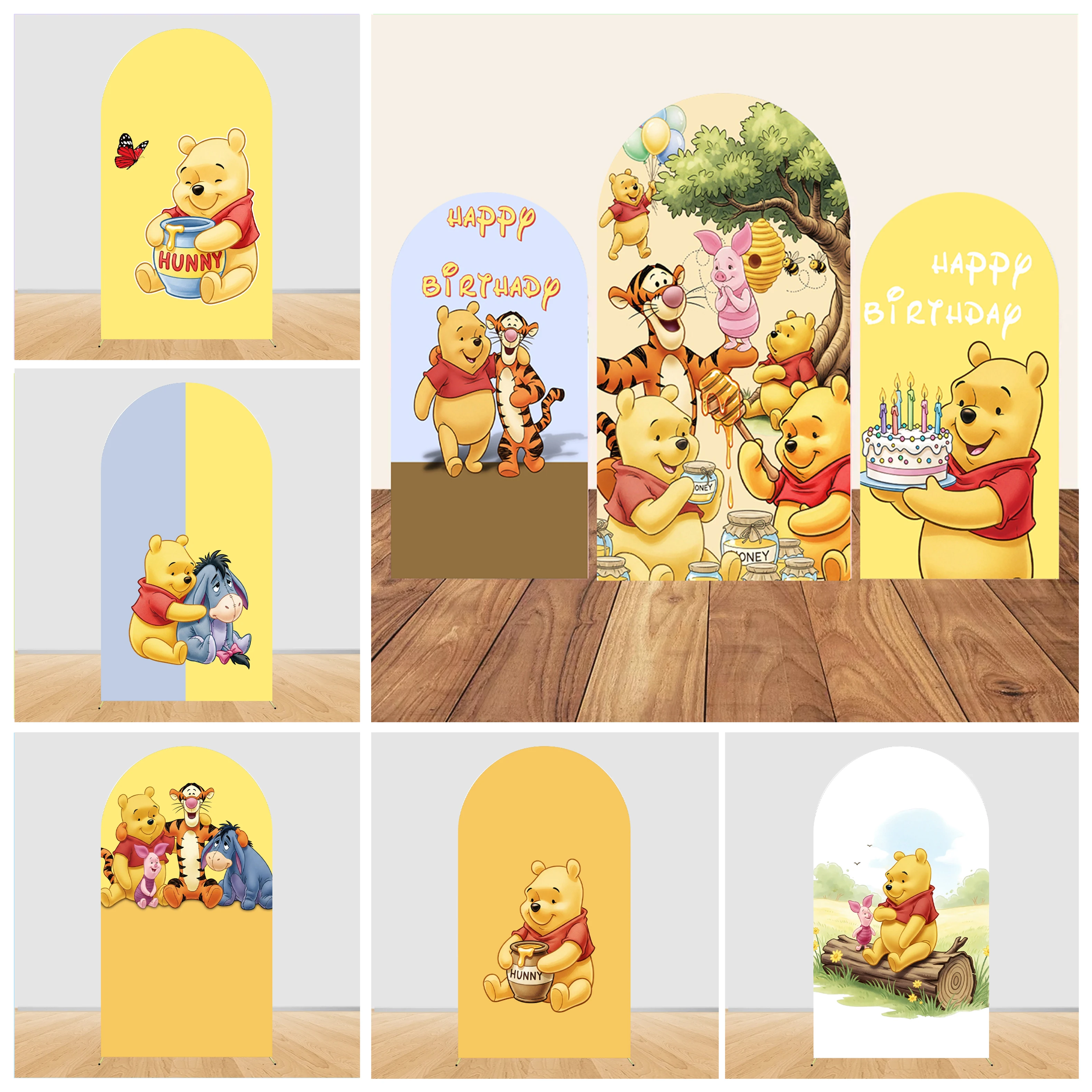 Winnie The Pooh Arch Photography Backdrop Cover Boy Girl New