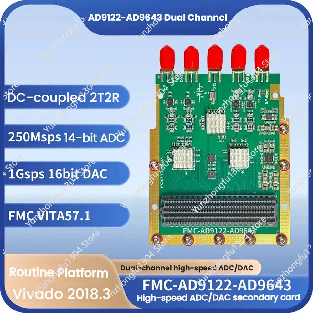 AD9122 AD9643 Dual-Channel High-Speed ADC/DAC Secondary Card, DC Coupling, IF Transceiver FMC