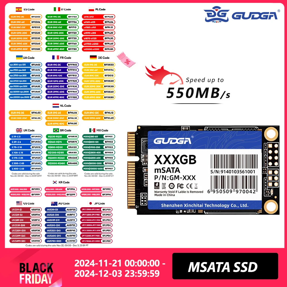 GUDGA msata ssd SATAIII 120gb solid disk 240gb 512gb1tb 2tb hdd Internal Solid State Hard Drive Disk for Desktop Laptop Computer