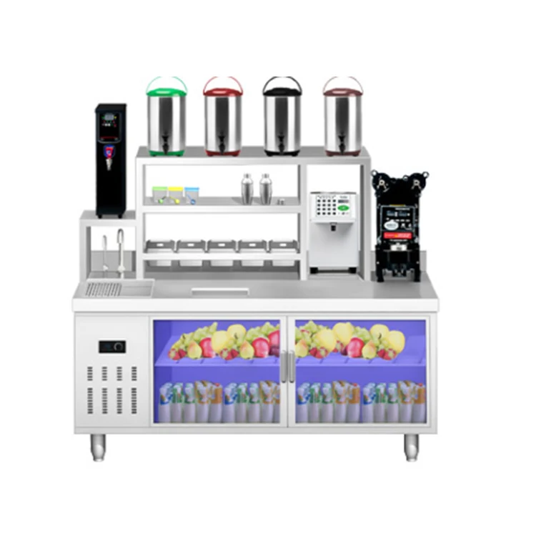 Full set of equipment for milk tea shop, water bar workbench beverage operation table boba station