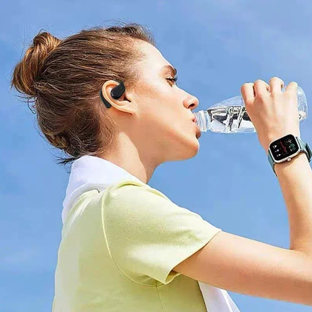 سماعات أذن رياضية مفتوحة لاسلكية OWS بلوتوث 5.3 سماعات HiFi سماعة رأس ستيريو للحد من الضوضاء مع ميكروفون HD صوت