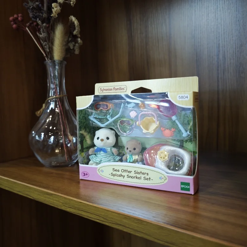 Sylvanian Families Calico Critters Girls Kids Toys Miniature Anime Doll Children's Toys Sea Otter Sisters Splashy Snorkel Set