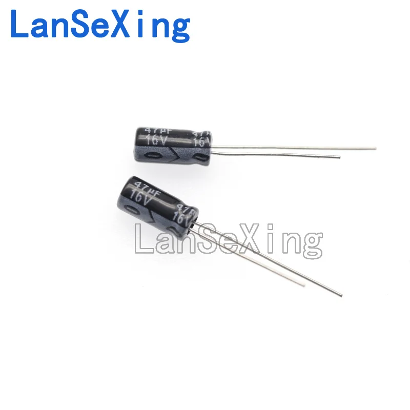 Capacitor eletrolítico de alumínio, componentes eletrônicos, Inline, Volume 5*11, 16V, 47uF, 16V, 47uF