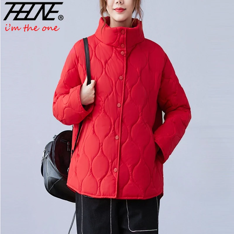 THHONE New Winter Parkas Women 2025 Jacket Padded Thicken Clothes for Women's Casual Coat Warm Korean Style Loose Solid Tops 2