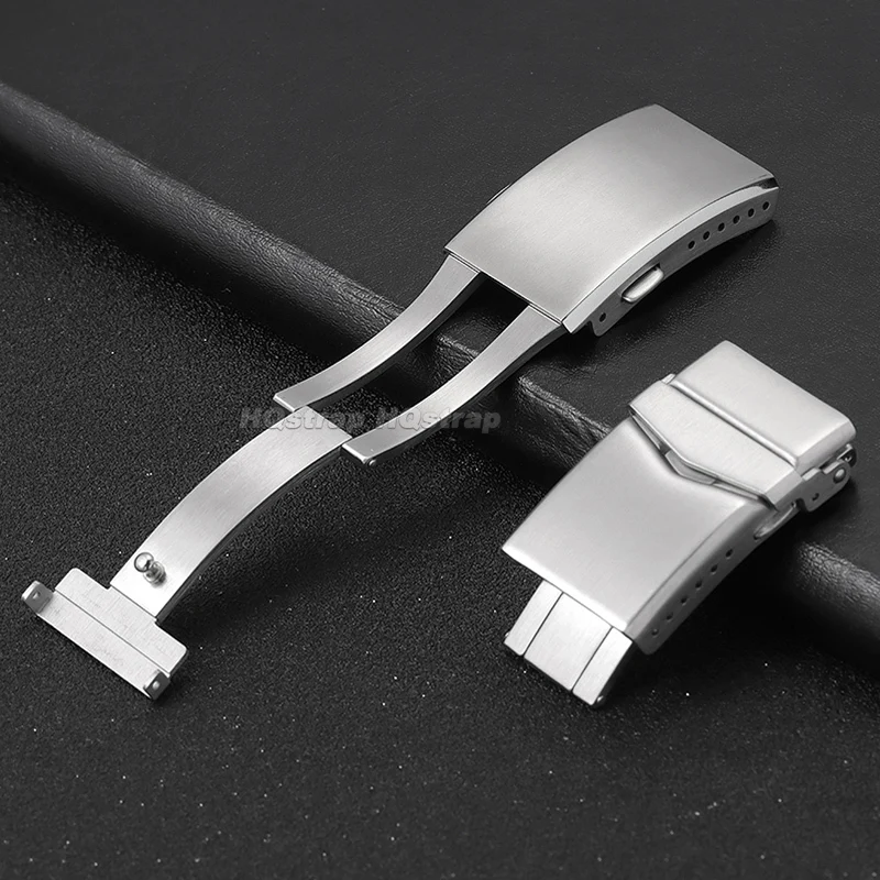 316L Stainless Steel Watch Strap Buckle 18mm 20mm 22mm Metal Solid Folding Clasp Adjustable Deployment Button Watch Accessories