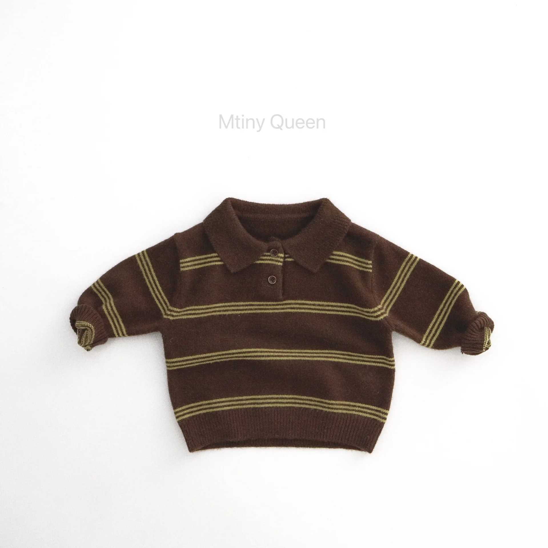 2026 Autumn New Children Casual Striped Sweater For Boys Girls Long Sleeve Knit Polo Shirts Baby Cotton Knitted Sweater