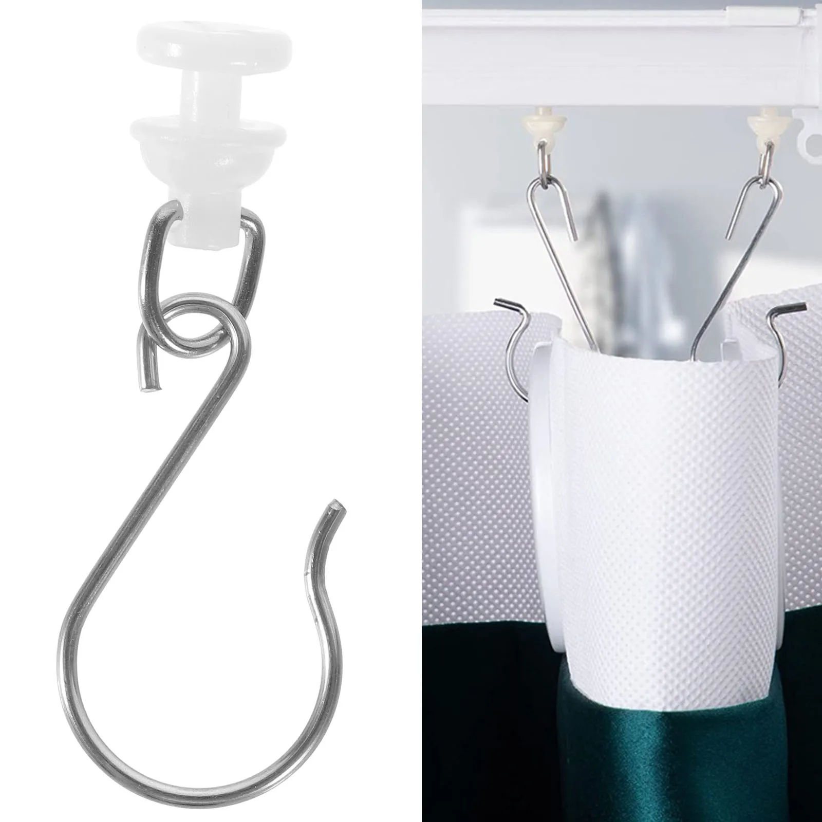 30 مجموعة الستار الطائرات الشراعية السنانير الفولاذ المقاوم للصدأ البلاستيك بكرة صامتة استبدال حمام دش الستار السكك الحديدية الملحقات السلس #6