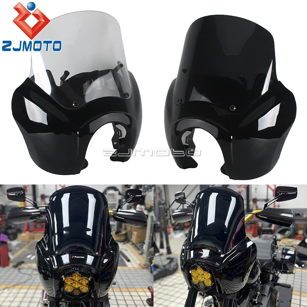 For Harley Softail Low Rider 107 FXLR 2018-2020 Motorcycle 9/12/15Inch Windshield Front Headlight Fairing For Baja LP6 LED Light view 4
