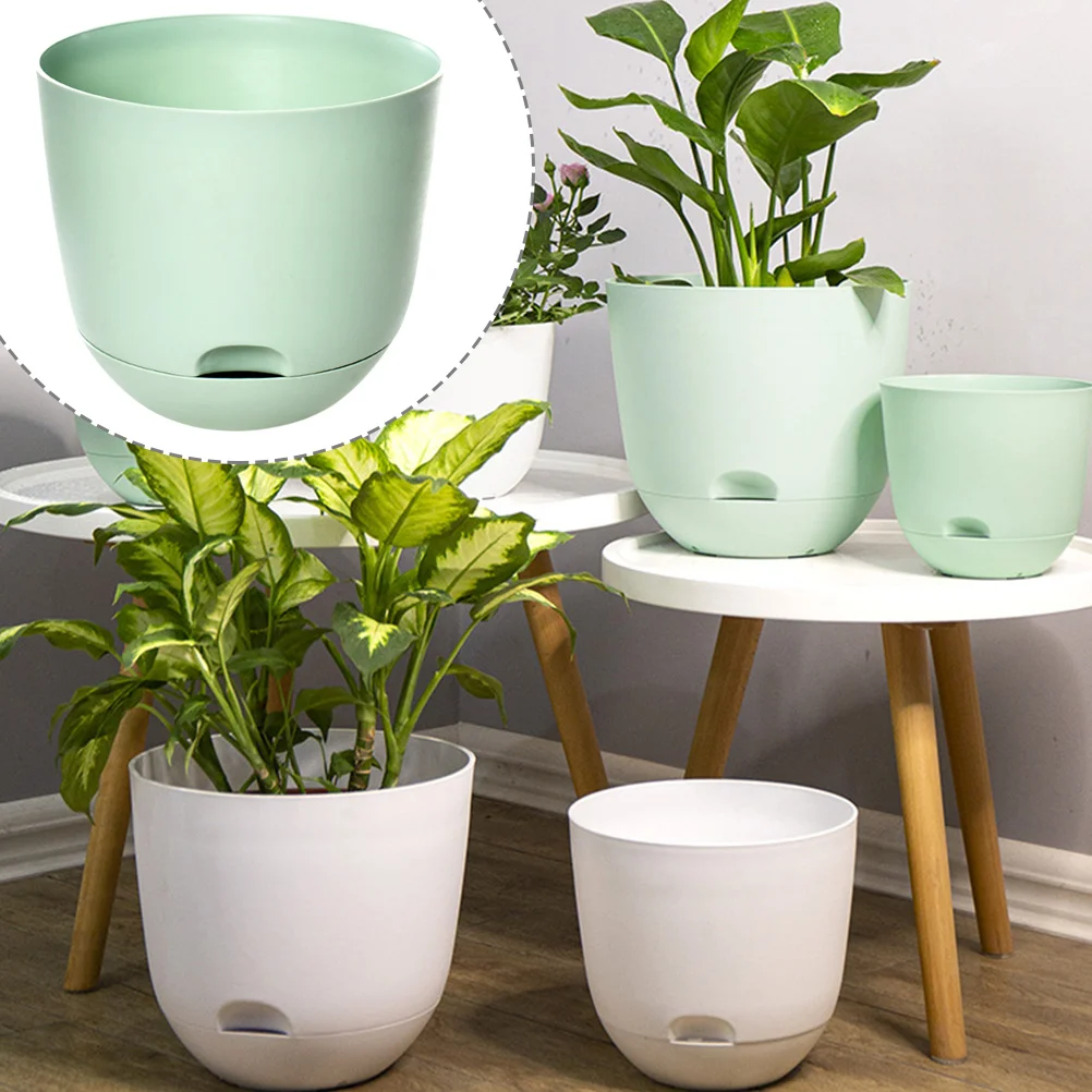 

2pcs Self Watering Flower Pots for Indoor Plants Decorative and Practical with Drainage Hole