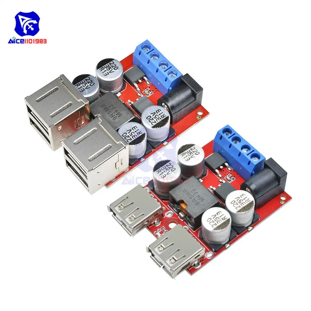 diymore DC-DC 8 -35V to 5V 8A Step Down Buck Converter Power Supply Module 4 USB / 2 USB Output Charging Board for Car