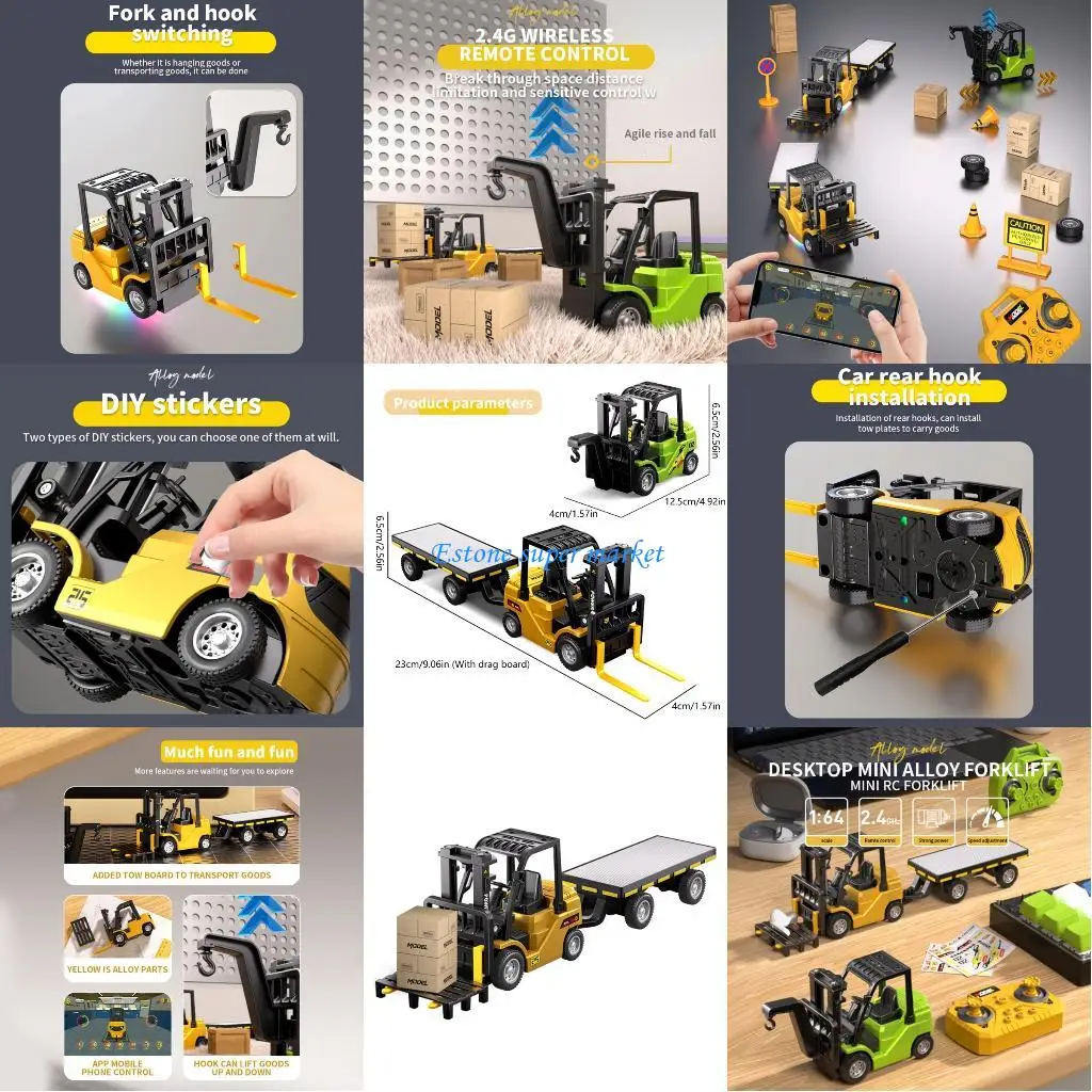 

090B 1:64 Scale Forklift Toy APP Controlled Realistic Simulation Strong ABS Toy