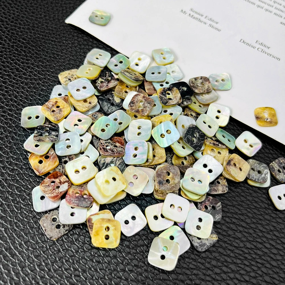 20pcs 10mm Natural Shell Buttons Square 2 Holes Mother of Pearl Flatback Button Clothes Sewing Scrapbooking DIY Embellishments