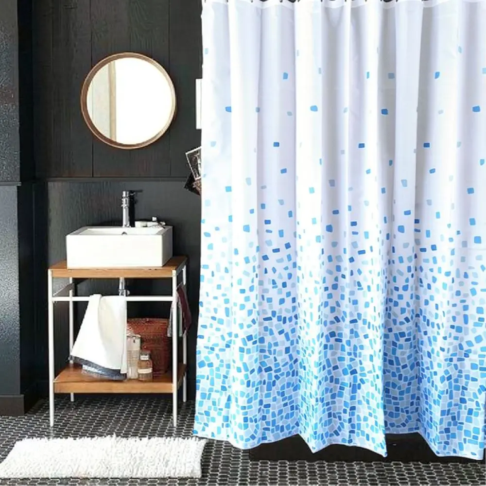 Polyester Bath Shower Curtain Waterproof Mold Proof Privacy Partition Screen Decorative Curtain For Modern Bathroom