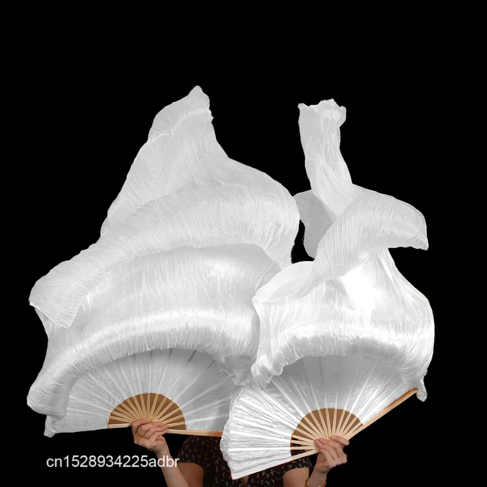 100% Silk Belly Dance Silk Veil Long Fan Hand Dye Women Church Praise Bellydance Competition Props Light Welight 1PC Costume - Image 3