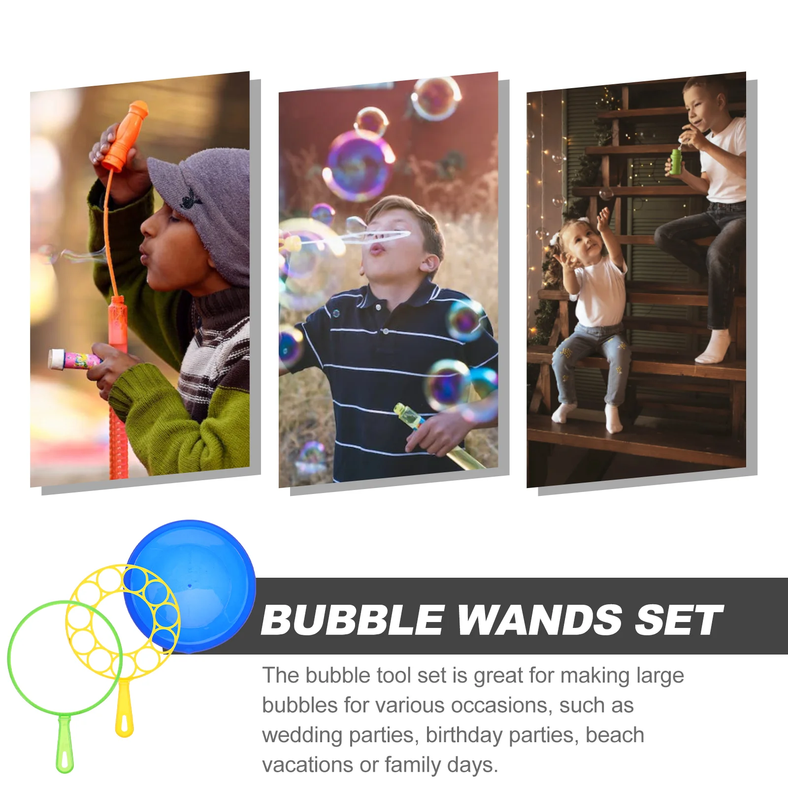 2 Bubble Wands Set Large Bubble Maker ABS Material Kids Outdoor Toy Reusable Fun Birthday Parties Beach Vacations Family