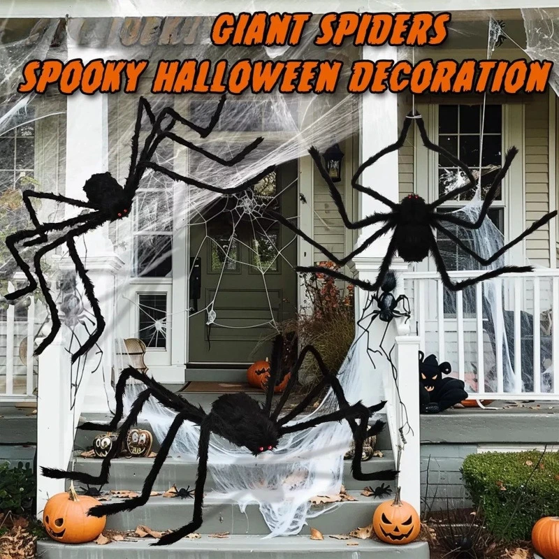 

Halloween Decor Hairy Spider,Realistic Giant Scary Spider Props Decor Spider Web For Indoor And Outdoor Decor Halloween Gift