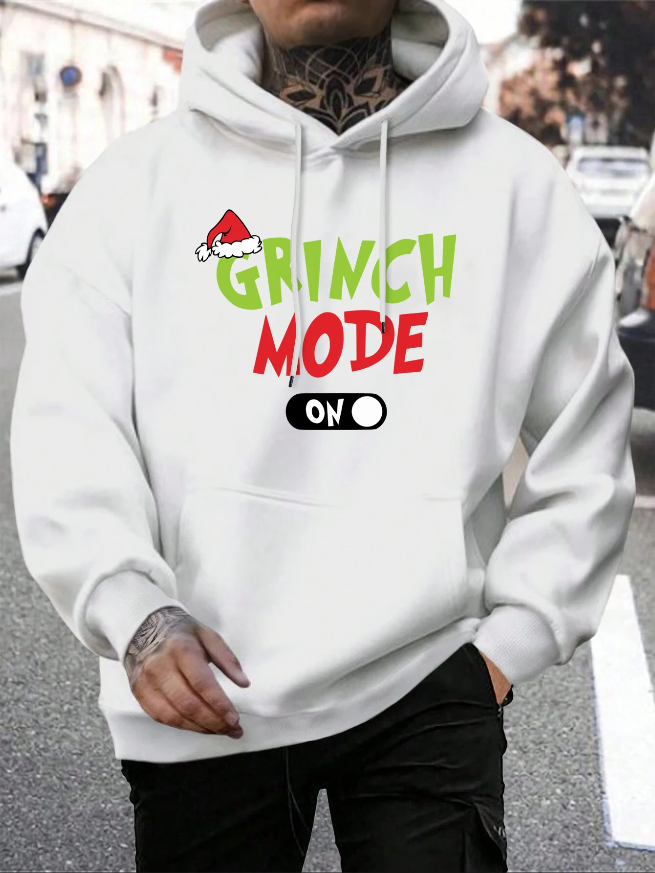 Green Haired Monsters Hoodie Men Grinch Mode Letter Hoodies Warm Fleece Fur-Liner Man Hoody Casual Clothing